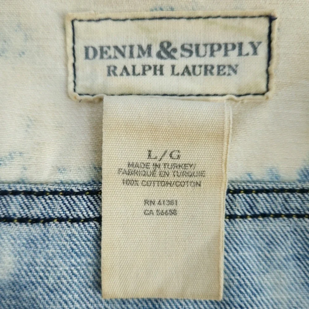 Denim & Supply Ralph Lauren Jean Jacket Womens Sz Large Distressed Denim Trucker